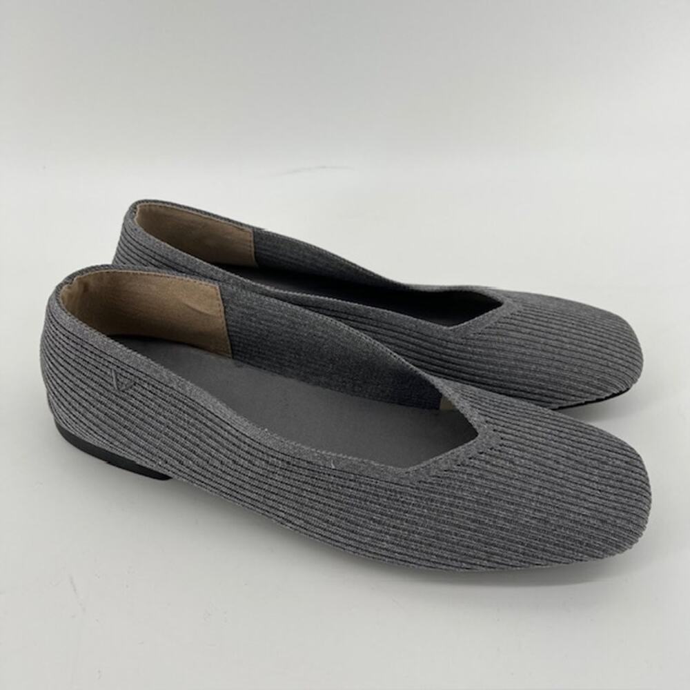 VIVAIA Margot Square-Toe V-Cut Flats Womens EU40/US9 Rich Gray ComfortMinimalist